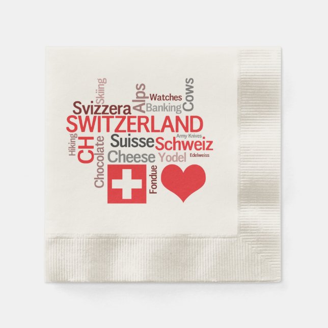 I Kärlek Schweiz - Favorit Swiss Sak Pappersservett (Framsidan)