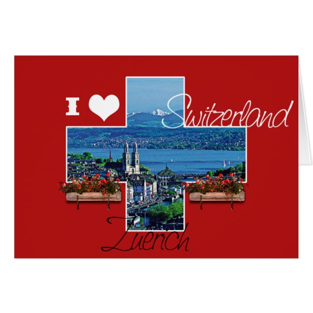 I kärlek Schweiz - gratulationskort Hälsningskort (Framsidan Horizontal)