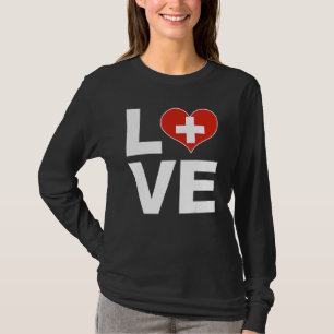 I Kärlek Schweiz Heart Flagga Schweiz T Shirt