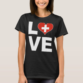 I Kärlek Schweiz Heart Flagga Schweiz T Shirt