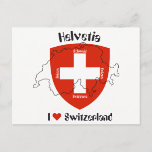 I kärlek Schweiz Postkarte Vykort