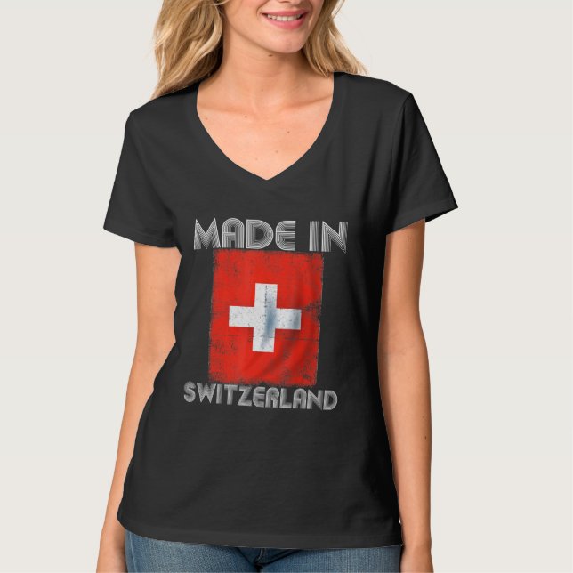 I Kärlek Schweiz:s i min danska schweiziska Flagga T Shirt (Framsida)