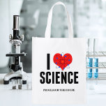 I Kärlek Science Personlig Scientist Atom Model Återanvändbar Påse<br><div class="desc">Återanvändbar matkasse för Cute I Kärlek Science anpassad efter ditt namn. Har en atommodell framför hjärtat. Perfekt är en gåva till en lärare.</div>