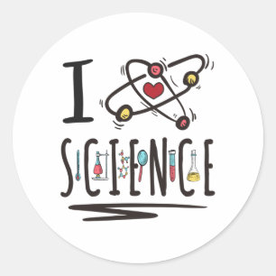 I kärlek Science Runt Klistermärke