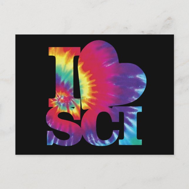 I kärlek Science tie dye vycard Vykort (Framsida)