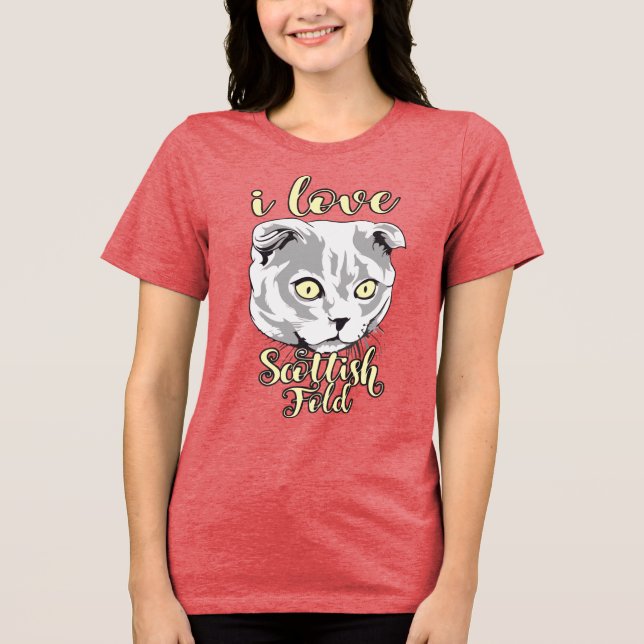 I Kärlek Scottish Fold T Shirt (Framsida)