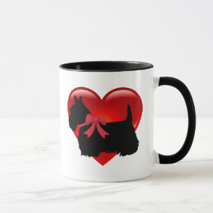 I kärlek, Scottish Terrier, stort hjärta Mugg