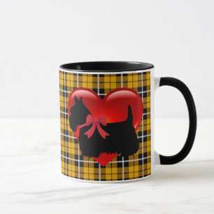 I kärlek, Scottish Terrier, stort rött hjärta guld Mugg