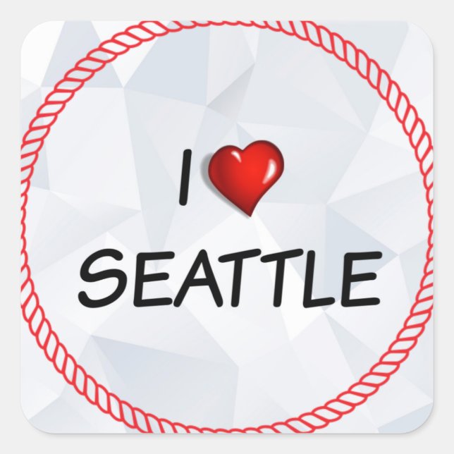 I Kärlek Seattle Fyrkantigt Klistermärke (Framsida)