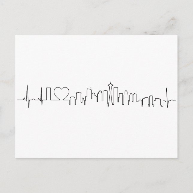 I kärlek Seattle i ett ovanligt stil Vykort (Framsida)