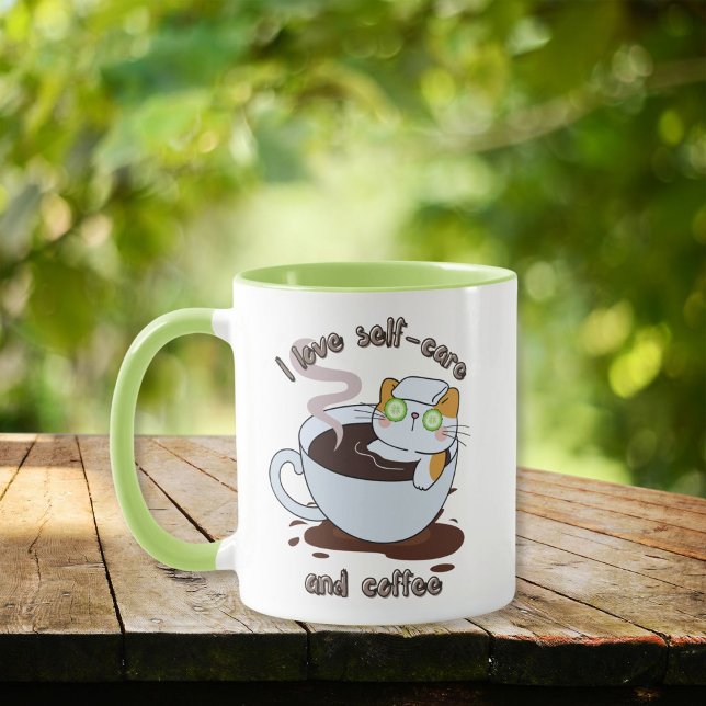 I Kärlek Self-Care och Coffee Funny Coffee Mugg (Skapare uppladdad)