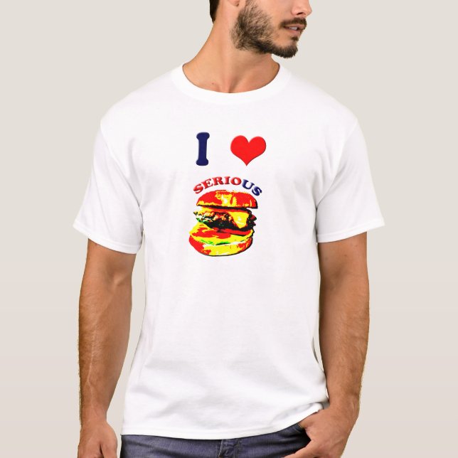 I Kärlek seriösa burgare T-shirt (Framsida)
