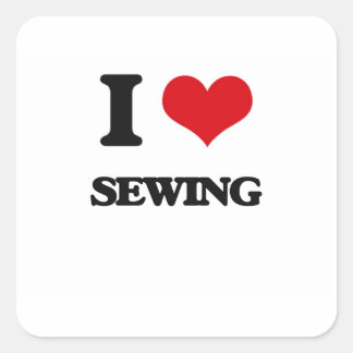 I Kärlek Sewing Fyrkantigt Klistermärke