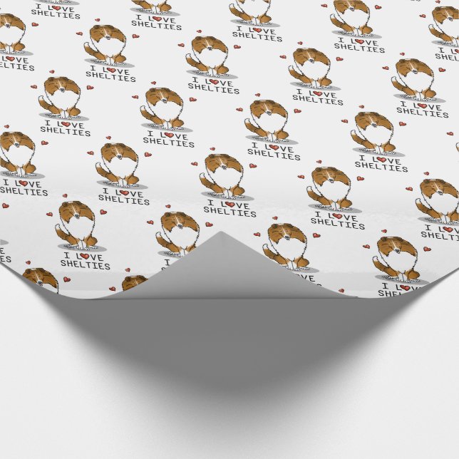 I Kärlek Shelties (tabell 2) Shetland Sheepdog Cut Presentpapper (Hörn)