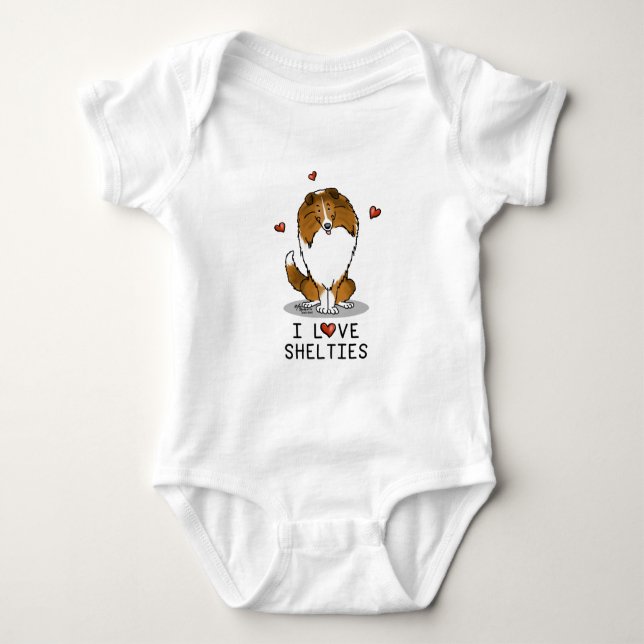 I Kärlek Shelties (tabell 2) Shetland Sheepdog Cut T Shirt (Framsida)