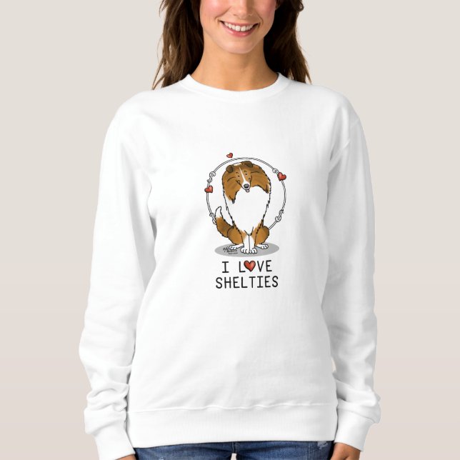 I Kärlek Shelties (tabell 2) Shetland Sheepdog Cut T Shirt (Framsida)