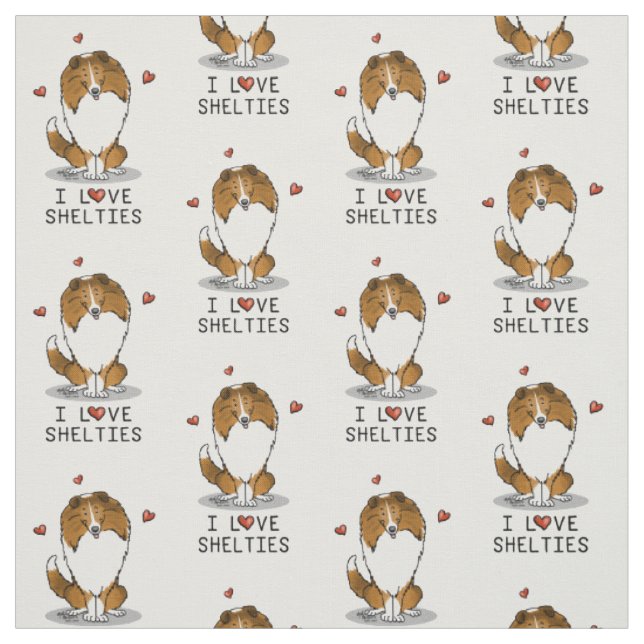 I Kärlek Shelties (tabell 2) Shetland Sheepdog Cut Tyg (Provkarta)