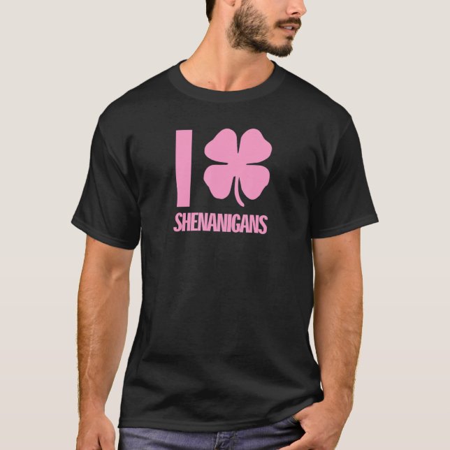 I Kärlek Shenanigans Heart Shamrock C St Patricks  T Shirt (Framsida)
