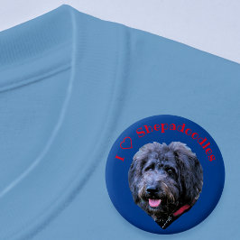 I Kärlek Shepadoodles Hund aveln Blue Button Knapp