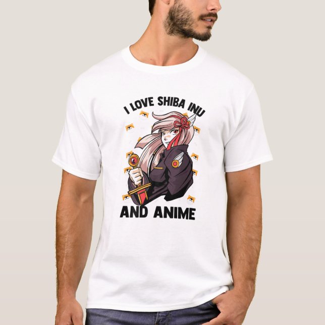 I Kärlek Shiba Inu och Anime - Kawaii Cute - Otaku T Shirt (Framsida)