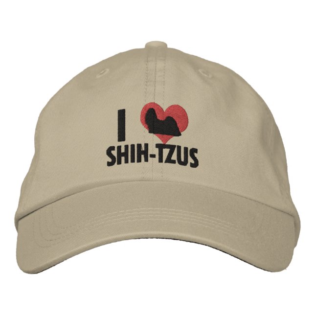 I Kärlek Shih Tzus Broderad Keps (Framsida)