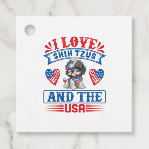 I kärlek Shih Tzus och USA Gåvor Etiketter