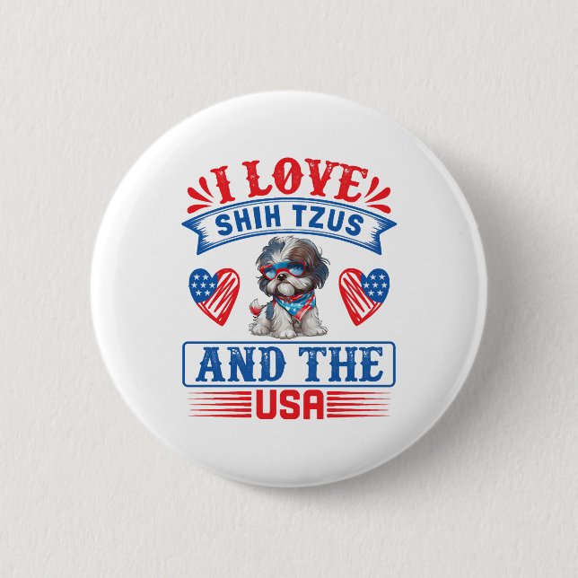 I kärlek Shih Tzus och USA Knapp (Framsida)