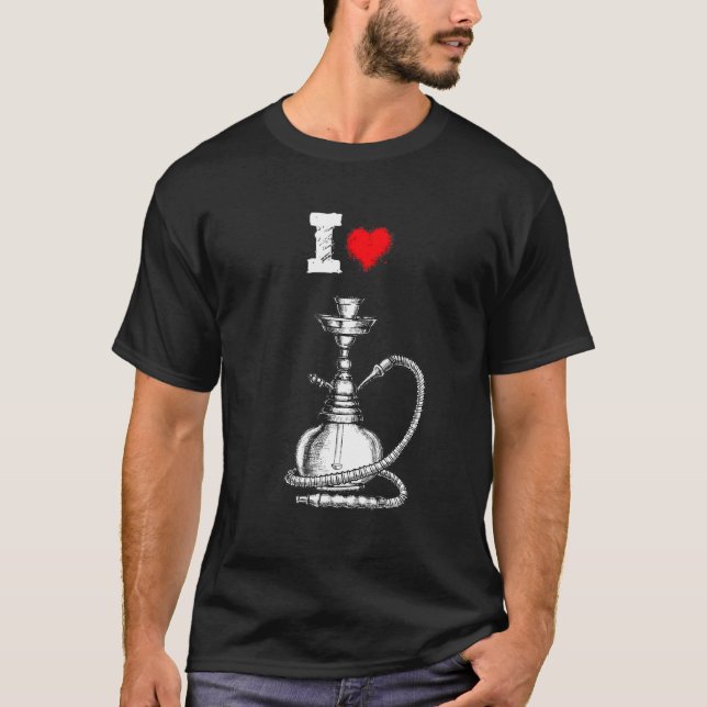 I Kärlek Shisha med pipehjärta för Hookah T Shirt (Framsida)
