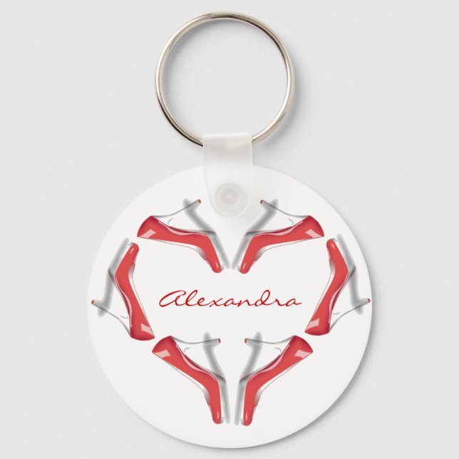 I Kärlek Shoes Heels Heart Personlig Nyckelrings Nyckelring (Framsida)