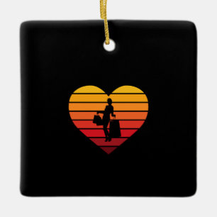 I Kärlek Shopping Retro Sunset Heart Julgransprydnad Keramik