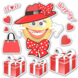 I Kärlek Shopping Smiling Mode Emoji Klistermärken