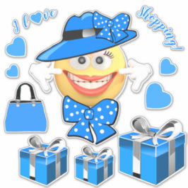 I Kärlek Shopping Smiling Mode Emoji Klistermärken