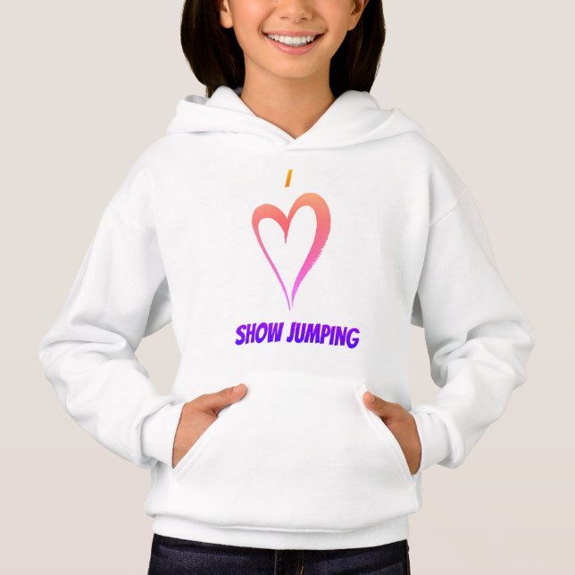 I Kärlek Show Jumping - Kids Pullover Hoodie T Shirt (Framsida)