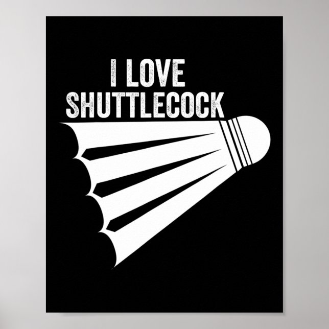 I Kärlek Shuttle Funny Badminton Poster (Framsidan)