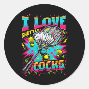 I Kärlek Shuttles S Birdie Badminton Player Colorf Runt Klistermärke