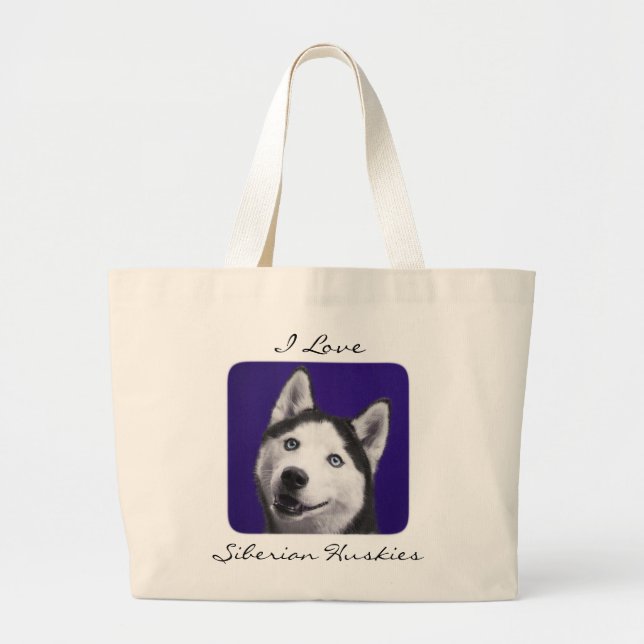 I Kärlek Siberian husky Jumbo Canvas Totebag Tygkasse (Framsidan)