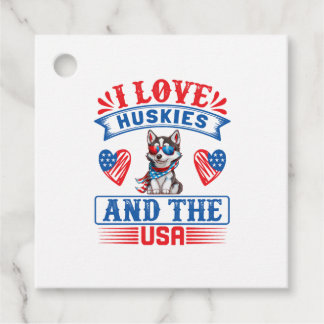 I kärlek Siberian husky och USA Gåvor Etiketter