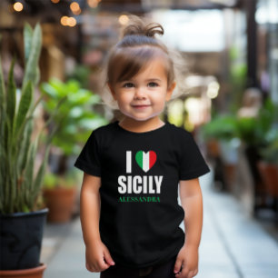 I Kärlek Sicilien italiensk Flagga Heart Småbarn T Shirt