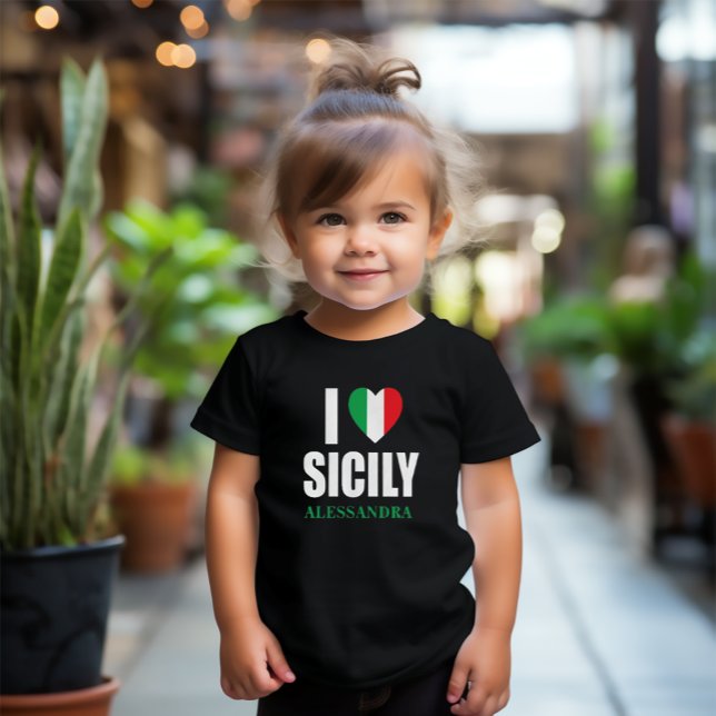 I Kärlek Sicilien italiensk Flagga Heart Småbarn T Shirt (I Love (Heart) Sicily
Toddler Tee)