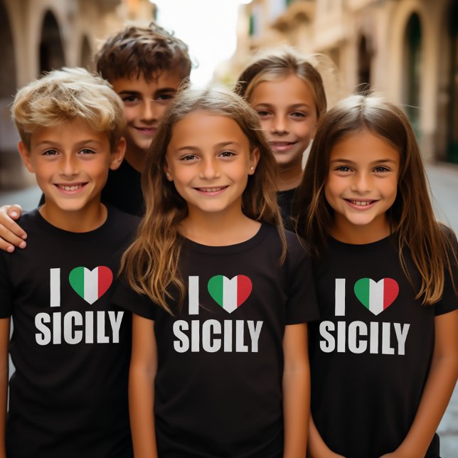 I Kärlek Sicilien Italienska Flagga Heart Kids T Shirt (I Love (Heart) Sicily
Kids Tee)
