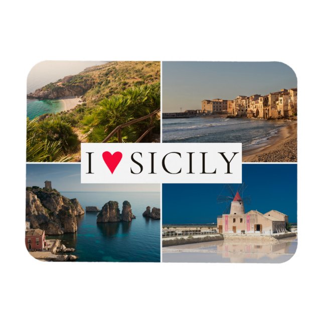 I kärlek Sicily fotocollage souvenir Magnet (Horisontell)