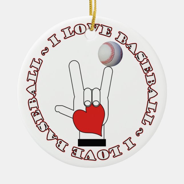 I Kärlek Sign BASEBALL ORNAMENT ASL (Framsidan)