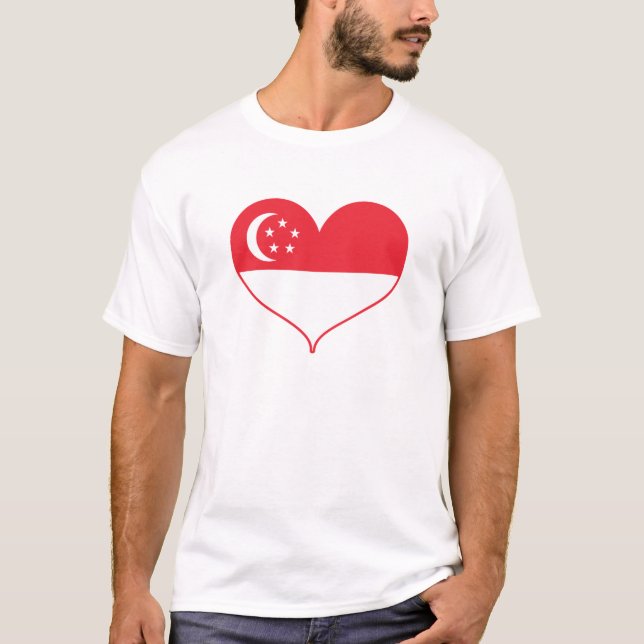 I Kärlek Singapore Flagga T Shirt (Framsida)
