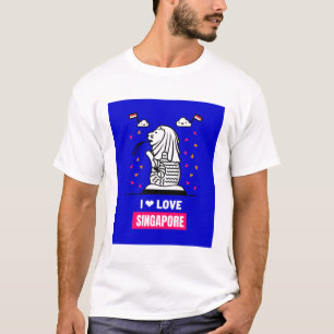 I Kärlek Singapore Merlion Design for Tourist T Shirt