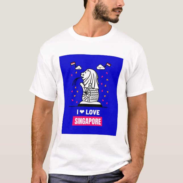 I Kärlek Singapore Merlion Design for Tourist T Shirt (Framsida)