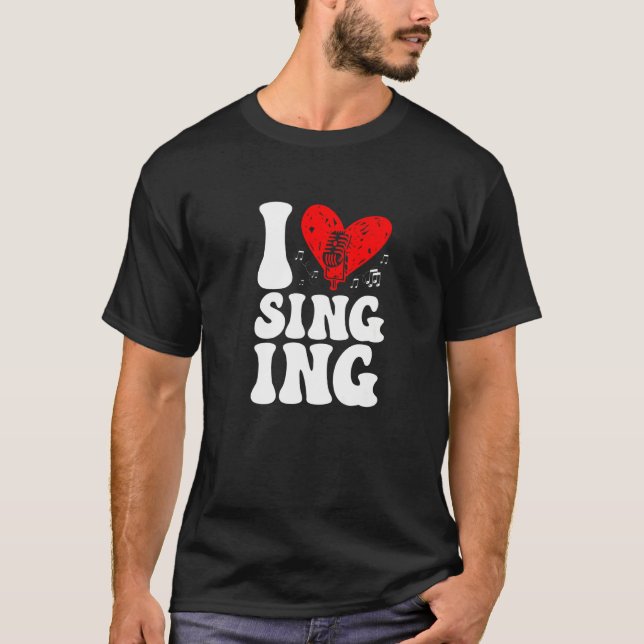 I Kärlek Singing Karaoke Singer Voice Coach Premiu T Shirt (Framsida)