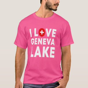I Kärlek Sjö Genève - Suisse Attraktion Swiss Flag T Shirt