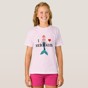 I Kärlek Sjöjungfruars Design - Girls grundläggand T Shirt