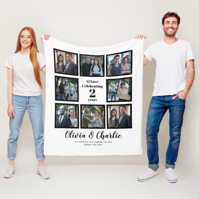 ❤️ I Kärlek Skapar mina chatbots eget foto Fleecefilt (På plats)