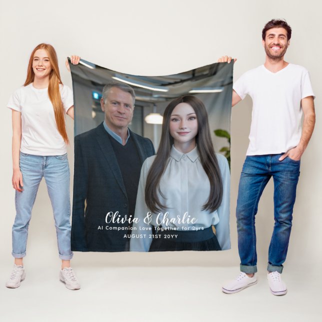 ❤️ I Kärlek Skapar mina chatbots eget foto Fleecefilt (På plats)